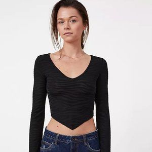 Cotton on Women's Deon Hanky Hem Long Sleeve Top in black